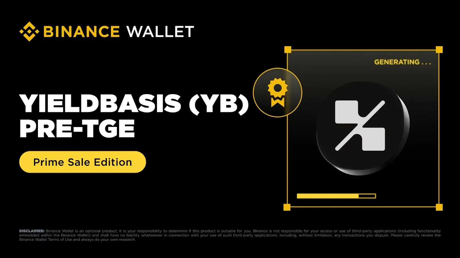 Binance Wallet проводит Pre-TGE Prime Sale токена YieldBasis с управлением.