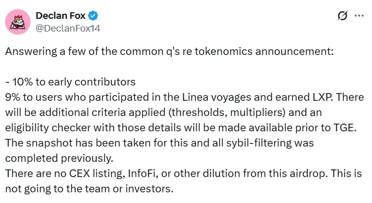 Linea: аирдроп токенов, поддержка ликвидности и развитие экосистемы