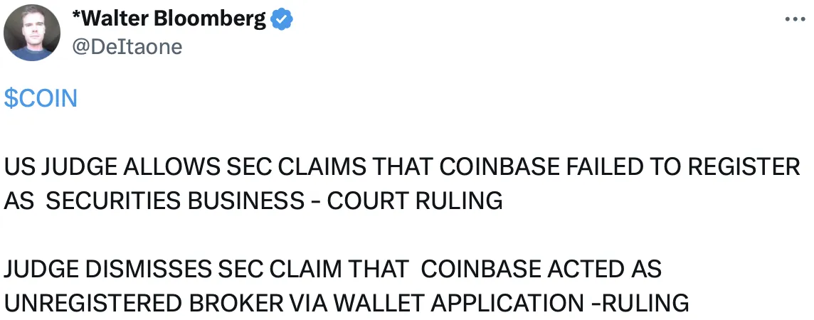 SEC отклонила статус Coinbase Wallet, угрожает судебными мерами.