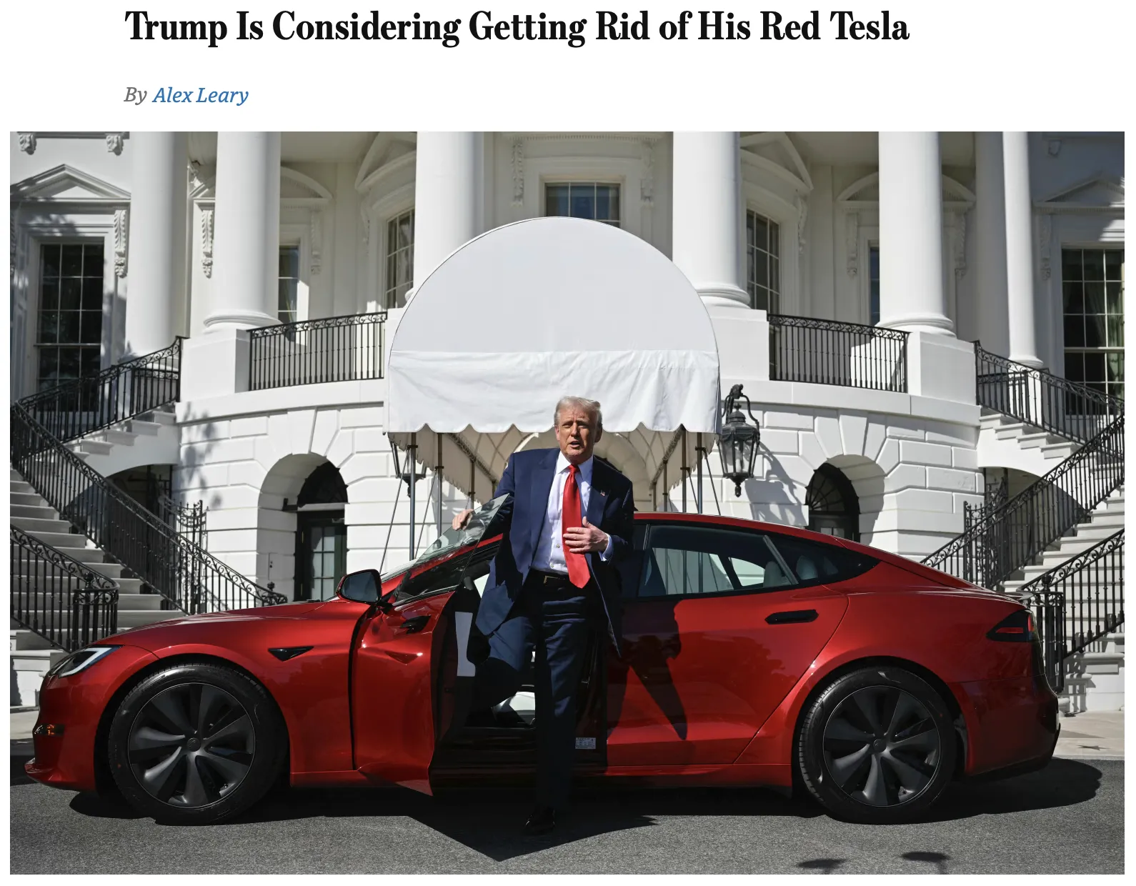 Трамп собирается продать красную Tesla, купленную для фотосессии.